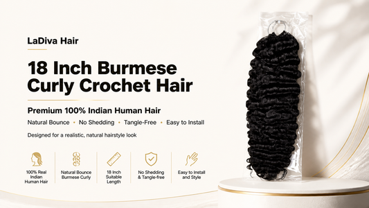 Burmese Curly Crochet Hair Indian Remy Human Hair Natural Black Color 18Inch
