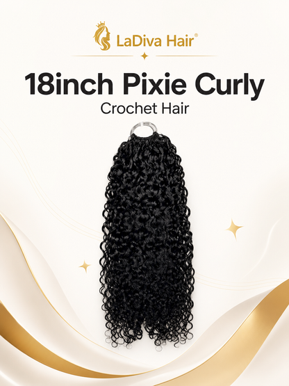 Pixie Curly Crochet Hair Indian Remy Human Hair Natural Black Color 18Inch