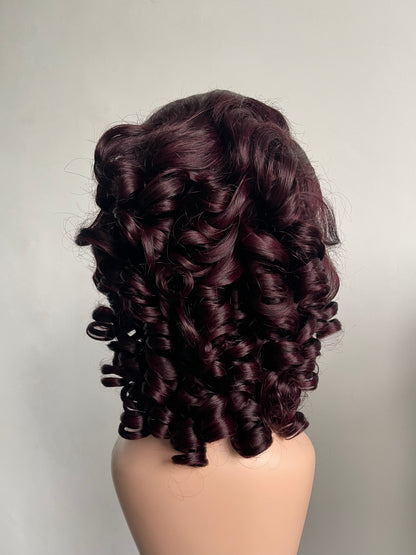 Burgundy Lace Front Curly Wig(MS170)