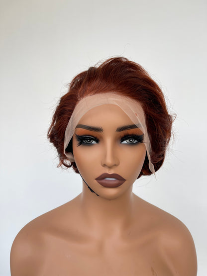 Short Pixie Curly Lace Front Wig | Auburn(LS018)