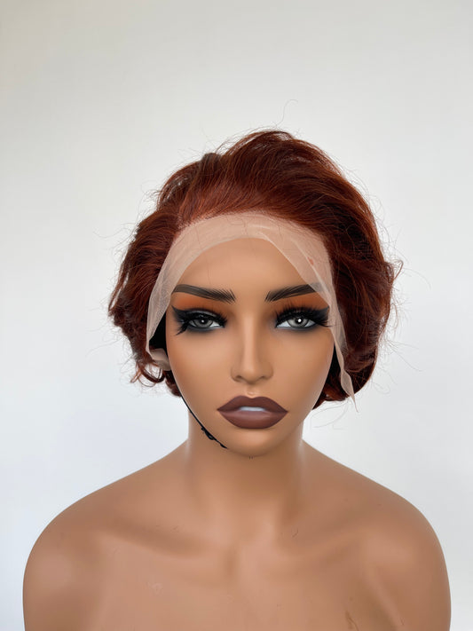 Short Pixie Curly Lace Front Wig | Auburn(LS018)