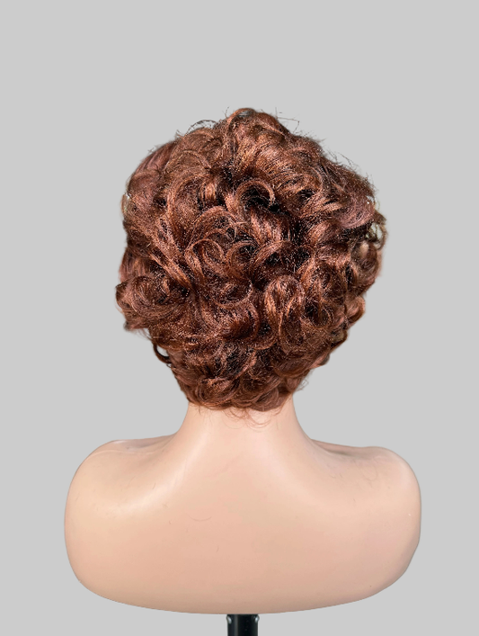 Short Pixie Curly Lace Front Wig | Auburn Brown(LS018)