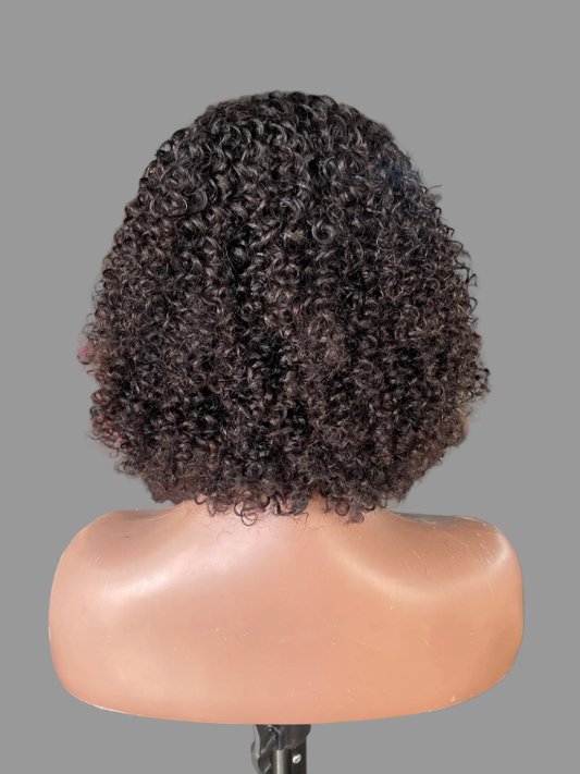 Short Afro Kinky Curly Bob with Bangs | Natural Black (JZ028)