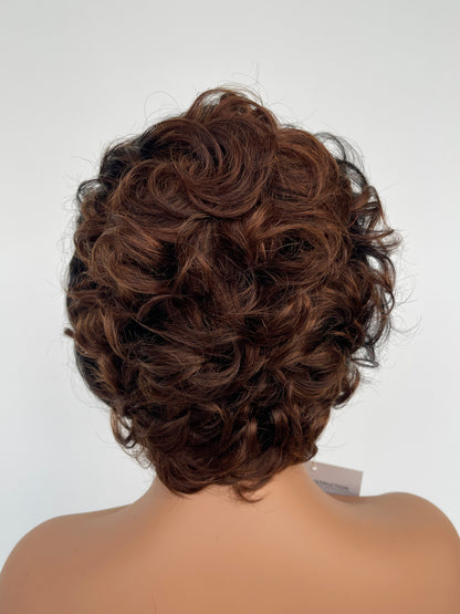 Ombre Auburn Lace Front Wig – Short Curly(LS018)