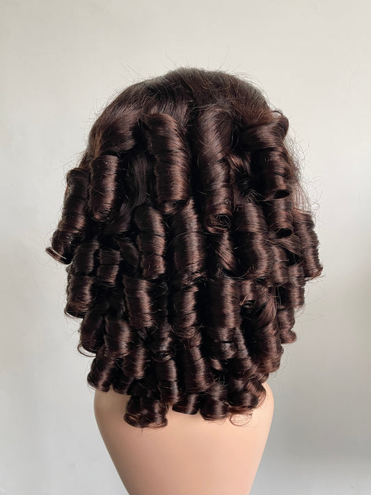 Chocolate Brown Spiral Ringlet Lace Wig(MS170)