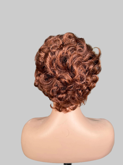Short Pixie Curly Lace Front Wig | Copper Auburn(LS018)