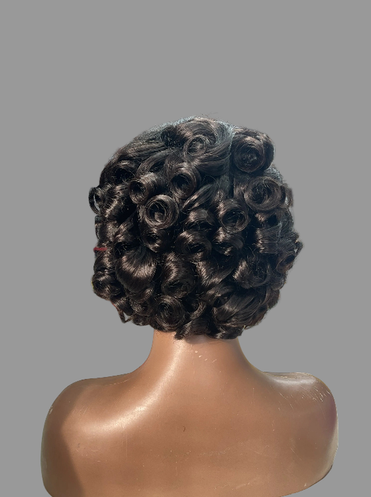 Natural Black Short Lace Front Wig – Curly(LS019)